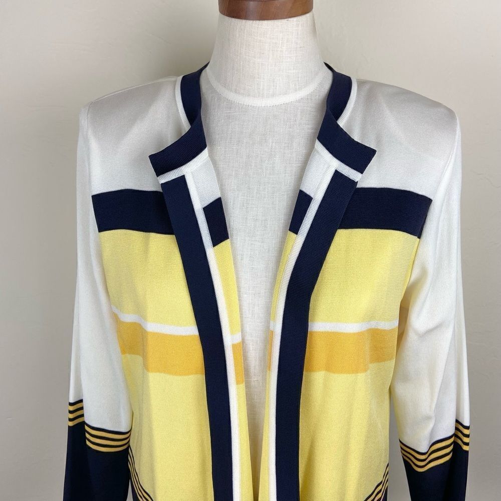 Misook Open-Front Colorblock Knit Cardigan Sweater - Picture 3 of 6